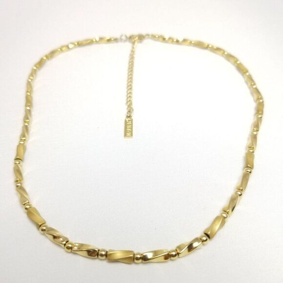 Vintage Napier Gold Tone Mixed Pattern Beaded Necklace, Adjustable Length Clasp - Picture 1 of 7